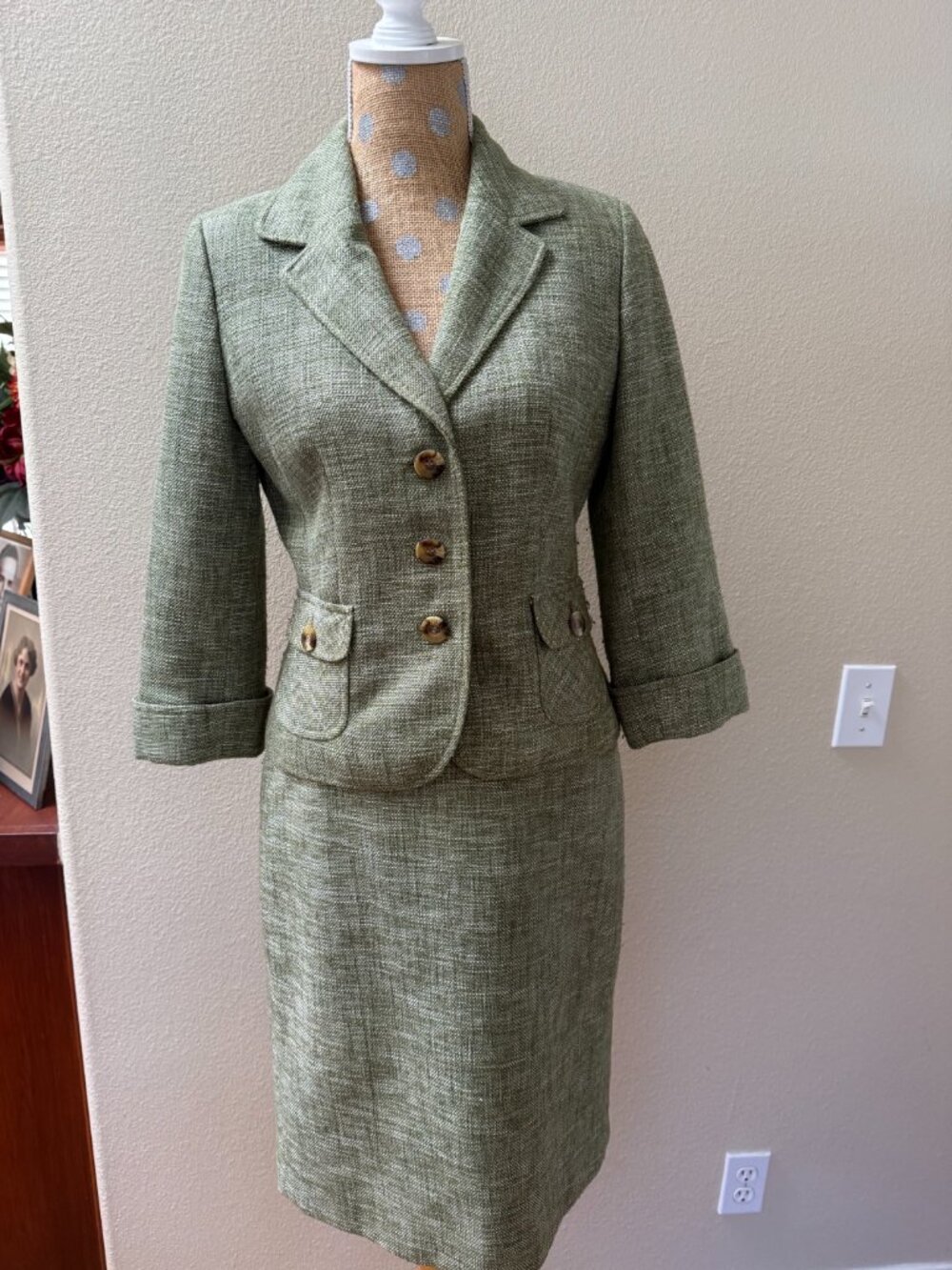 Ann Taylor Tweed | Sage Green Suit